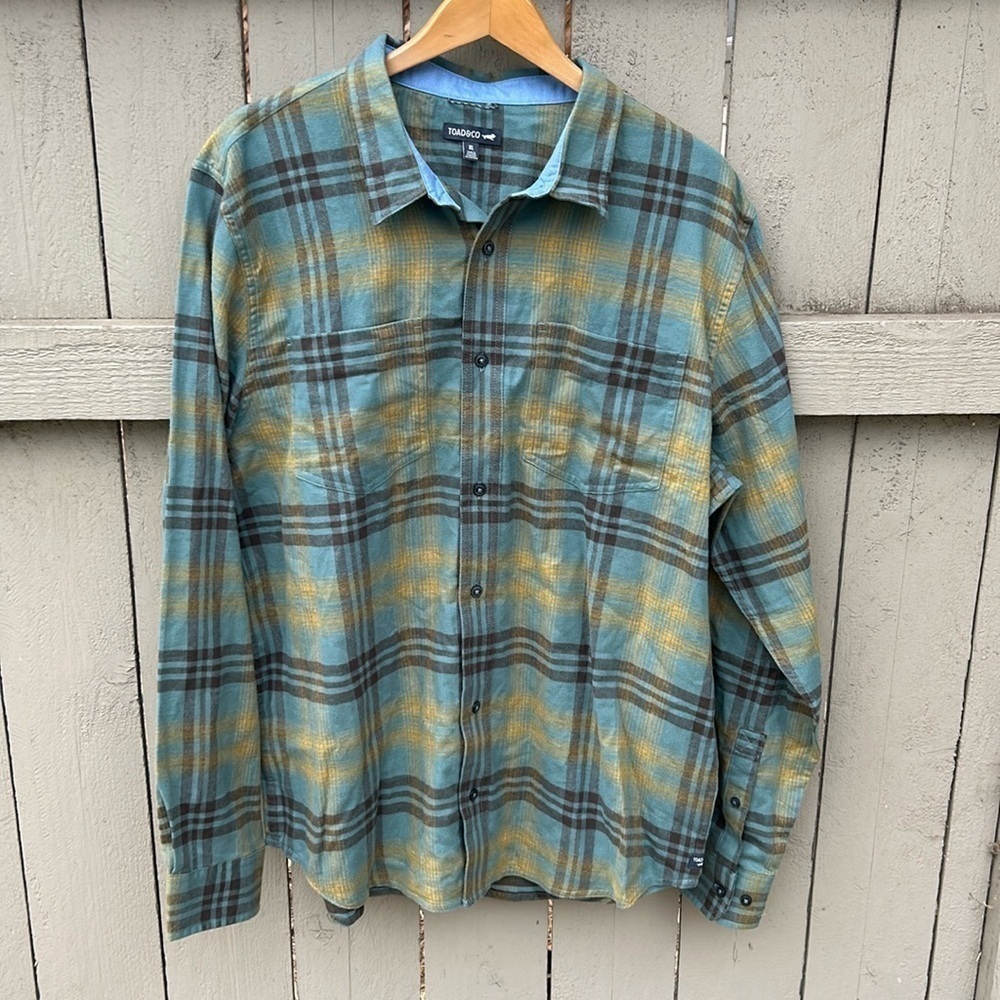 Toad & Co Men's Flannel Shirt 100% Organic Cotton Super Soft Hiking Camping XL